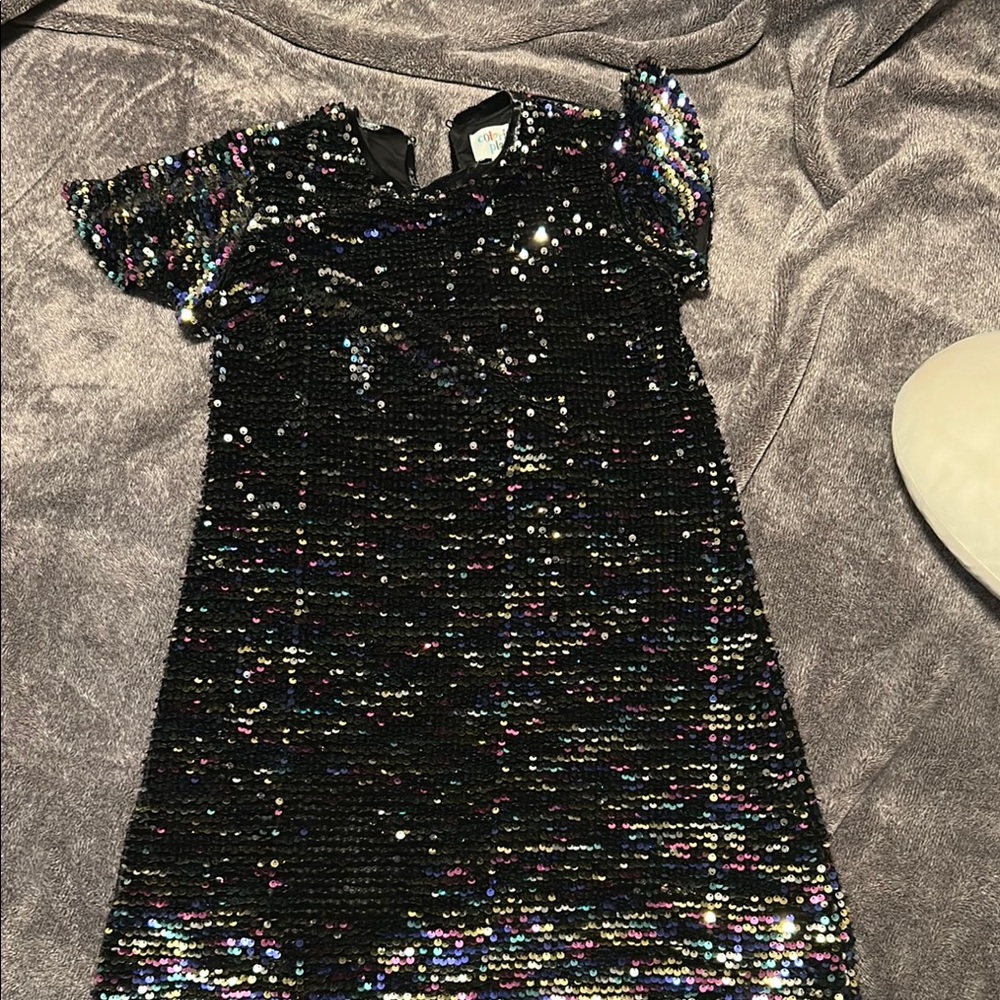 Sequin Black and Purple Kids Dress